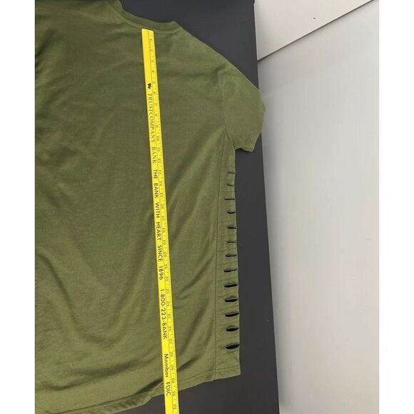 Bleecker Mercer Adult Large Green Short Sleeve Shredded Shirt Crewneck Zipper - Picture 7 of 13